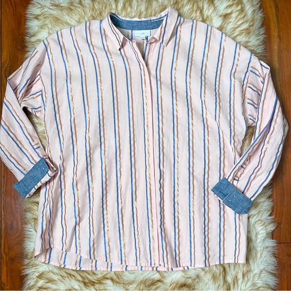 J. Jill metallic stripe Easy Everyday button down - Picture 6 of 8